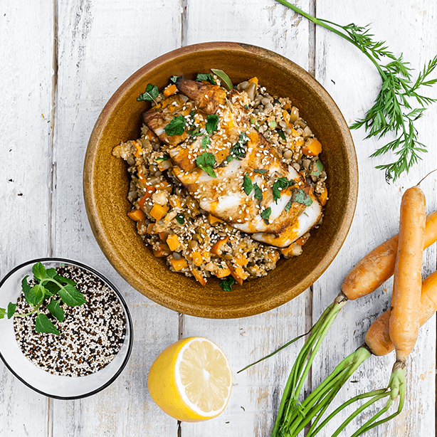 kalter Quinoa Linsensalat
