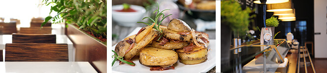 Kartoffelgericht und Theke im gourmetta Betriebsrestaurant